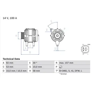 Bosch Lichtmaschine 100A Toyota Avensis Corolla 2,0