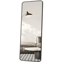 WDWRITTI Spiegel rechteckig Schwarz 150x50 Flurspiegel modern groß mit Alu Rahmen (Ganzkörperspiegel Hochspiegel, 5mm HD Bleifreier Spiegel, explosionsgeschützt), 4 Installationsmethoden