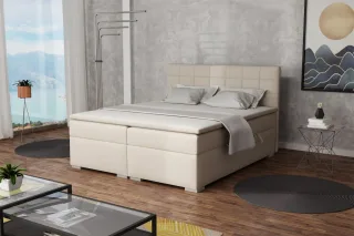 Boxspringbett Schlafzimmerbett FARUK 140x200cm Stoff Aragon Beige
