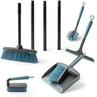 Spetebo Reinigungs-Set mit Besen Kehrschaufel Spülbürsten und Flitsche, (Haushalt, 1-St., mit Besen), 6-teilig