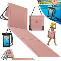 KESSER Gartenliege Strandmatte klappbar mit verstellbarer Rückenlehne max. 130 kg, 1 St., Strandliege mit Tragegurt, wasserdichter Handyhülle & Tragetasche, Sonnenliege faltbar für Strand, Garten & Terrasse Liegematte