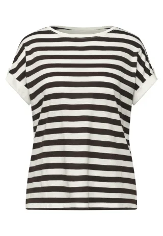 Street One - T-Shirt mit Rundhals und Knopfdetail espresso brown - Gr. - 40