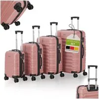 Juskys Trolleyset Rom, 4 Rollen, (4 tlg., 4-teilig), 4 Koffer, 360° Rollen, robuste Hartschale, mit Zahlenschloss