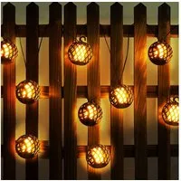 GLOBO LIGHTING Gartenleuchte, LED-Leuchtmittel fest verbaut, Warmweiß, Solarlampe Lichterkette Gartendeko 8x LED Kugel Außenlampe schwarz
