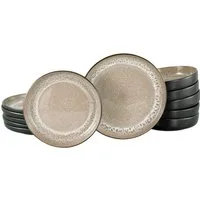 OTTO home Tafelservice Teller Set, modernes Geschirr-Set, Service Novalee (12-tlg), 6 Personen, Steinzeug, hohe Haltbarkeit, spülmaschinen- & mikrowellengeeignet, Reaktivglasur