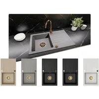 Faizee Möbel Granitspüle Granitspüle Küchenspüle inkl. Siphon Set Gold Einbauspüle 75x45, Rechteck, 75/45 cm