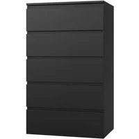 Homfa Kommode, Sideboard mit 5 Schubladen, Schubladenschrank schwarz, 60x40x100 cm