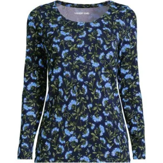 Baumwolle/Modal-Shirt mit Ballett-Ausschnitt für Damen, Damen, size: regular, Blau, Baumwolle Modal, by Lands' End