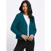 Sieh an! Strickjacke Strickjacke Langarm Rippoptik
