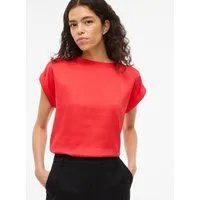 Vila Kurzarmshirt VIELLETTE S/S SATIN TOP - NOOS Kunstfaser, regular fit