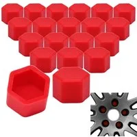 RYHX Radkappe 20x Radschrauben Silikon Kappen Set Abdeckung SW17 17MM Rot