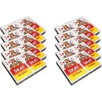 HAC24 Spiel 10er Set Skat Spielkarten Skatblatt Skatkarten Skatspiel Karten, je 2x 32 Blatt