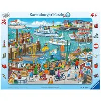 Ravensburger Puzzle Ein Tag am Hafen 24 Teile Rahmenpuzzle, 24 Puzzleteile