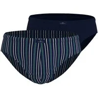 GÖTZBURG Slip Edingburgh (2er Pack) gestreift, basic, eng, mit Logo, atmungsaktiv, mit Logo, Baumwollmix