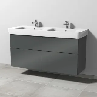 Sanipa 3way Waschtischunterbau zu Geberit Renova Plan Waschtisch mit 4 Auszügen, Anthrazit-Glanz SF88279