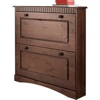 OTTO home Schuhschrank Rustic aus massiver Kiefer, 2 Schuhklappen, für 6-8 Paar, Kassettenoptik