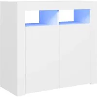 vidaXL Sideboard 80 x 35 x 75 cm Sideboard mit LED Leuchten Weiß 80x35x75 cm