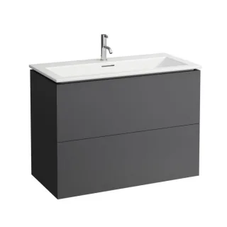 LAUFEN Kartell Waschtisch mit Unterschrank 100 cm H8603376421041 Waschtisch-Set, 1 Hahnloch, 100x50x72,6cm, schiefergrau