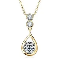 ROUGEMONT Kette mit Anhänger Funkelnde Moissanit Damen Halskette 925 Sterling Silber 18K Gold, Echtschmuck mit Echtheitszertifikat