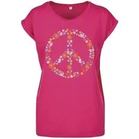 Youth Designz Print-Shirt "Peace Flowers" Damen T-Shirt Statement Geschenk Frauen Motiv mit stylischen Retro Aufdruck