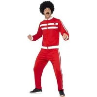 Rubies Niederlande b.v. Kostüm 80er Jahre-Kostüm für Herren Trainingsanzug Faschingskostüm rot-weiss