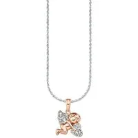 Amor Kette mit Anhänger Schutzengel mit Herz, mit Zirkonia (synth)