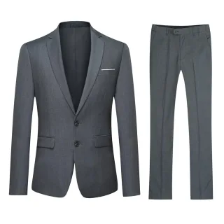 2-teiliger Slim Fit-Anzug für Herren mit zwei Knöpfen, grau
