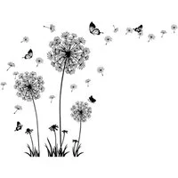Blusmart Wandtattoo Wandaufkleber Löwenzahn schwarz (Selbstklebend, Botanische Blumen), Künstler: Moderne einfache, Schlafzimmer, Sofa-Hintergrund/Wohnzimmer TV-Dekoration