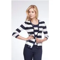 Passioni 2-in-1-Strickjacke Twinset gestreift mit Pailletten (2-teilig)