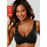 petite fleur by Lascana Minimizer-BH (Packung, 2 Stück) mit Bügel, Baumwolle, mit nahtlosen Cups, T-Shirt-BH, große Größen