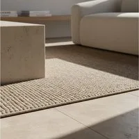 KADIMA DESIGN Teppich CIMA Wohnzimmer Schlafzimmer Waschbar Wohnzimmerteppich Esszimmer, Rechteckig, Höhe: 7 mm, Beige, 60x100 cm, Webteppich Strapazierfähig Uni Waschbar