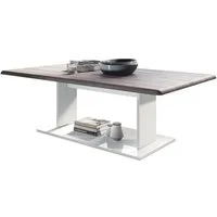 Vladon Couchtisch Mono (Wohnzimmertisch, mit Ablageboden), Weiß matt/Eiche Nordic (120 x 40 x 70)