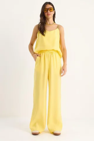 Ärmelloses Top und weit geschnittene Hose Set
