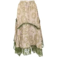 Guru-Shop Minirock Langer Boho Patchwork Zipfelrock Maxirock mit.. alternative Bekleidung