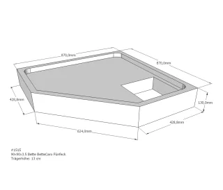 Neuesbad Wannenträger für Bette Caro 90x90x3,5 Fünfeck SD22710