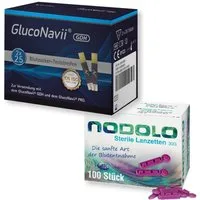 SD GLUCO NAVII Blutzucker-Teststreifen Pro, und 100 Nodolo Lanzetten, 50-tlg.