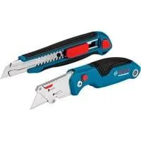Cuttermesser-Set Professional, 2-teilig, Teppichmesser blau, für Abbrechklingen und Trapezklingen