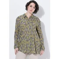 Ulla Popken Hemdbluse Hemdbluse Ananas Hemdkragen Langarm