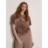 Apricot T-Shirt Patchwork Shirt mit geometrischem Druck