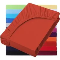 NatureMark Spannbettlaken Boxspringbett Spannbetttuch 200x220cm, Baumwolle, Gummizug: rundum, (1 Stück), 40 cm Steghöhe - 200 x 220cm Spannbetttuch, Rost rot