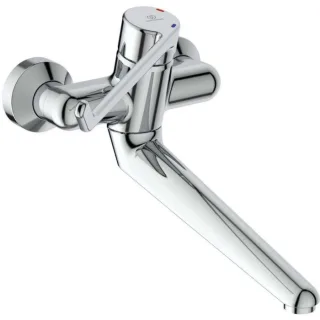 Ideal Standard CeraPlus Wand-Waschtischsicherheitsarmatur B8318AA Bedienhebel 230 mm, Ausladung 308 mm, nicht absperrbar, verchromt