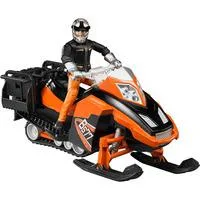 Snowmobil mit Fahrer und Ausstattung, Modellfahrzeug orange/schwarz
