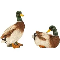 Geschenkestadl Tierfigur 2 Enten Entenpaar stehend/liegend Dekoration Haus Teich Garten Deko (2 St)