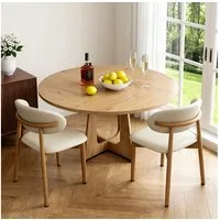 BBWL Esstisch Set mit Stühlen, 120cm MDF Tisch und 2 stühle, Rundes Esstisch Set für Esszimmer Wohnzimmer