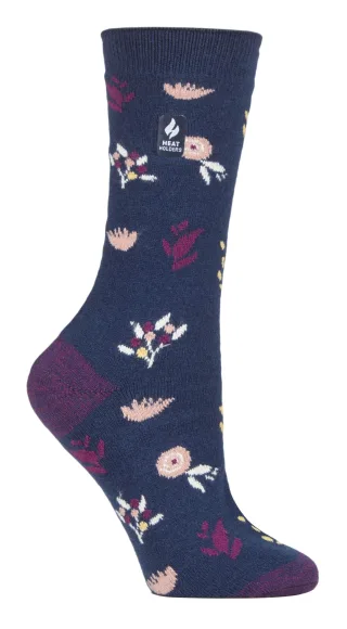 Heat Holders - Ladies Ultra Lite Thermal Brushed Inner Yarn Design Socken - Indigo (Sidari)