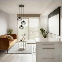 OTTO home Pendelleuchte Tonnia - Hängelampe, höhenverstellbar, 3er Rondell, Metall, ohne Leuchtmittel, Leuchtmittel wechselbar, Wohnzimmer, modern, ballonförmiger Lampenschirm, Pendellampe