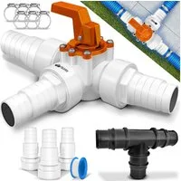 tillvex Gartentisch tillvex® Bypass Set Pool Solarheizung Poolheizung Heizung Solarkollekt (ideal für Sandfilteranlagen, Wärmepumpen & Poolheizung, 3-Wege-Ventil & ABS-Adapter, 6x Schellen & 8m Isolierband), Bypass Set Pool 12-TLG. - Ø32 & 38 mm Ansc