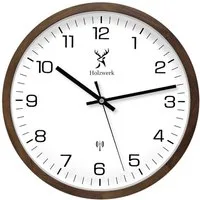 Holzwerk Funkwanduhr Designer Loft Funk Holz Wand Uhr, braun, beige, weiß (Nahezu lautloses Uhrwerk, analog, 30 cm)