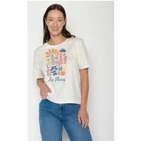 GreenBomb T-Shirt Nova Les Fleurs (1-tlg., 1) Flammgarn, lockerer Schnitt, entspannter längerer Ärmel