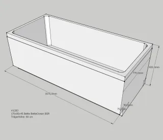 Neuesbad Wannenträger für Bette Ocean 170x80 Ül.vo. SW13645